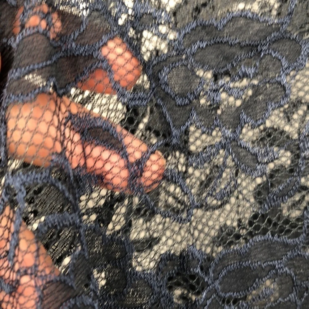 3/$25 Handkerchief Style Babydoll Chemise with Thong Dark Blue and Black Size M